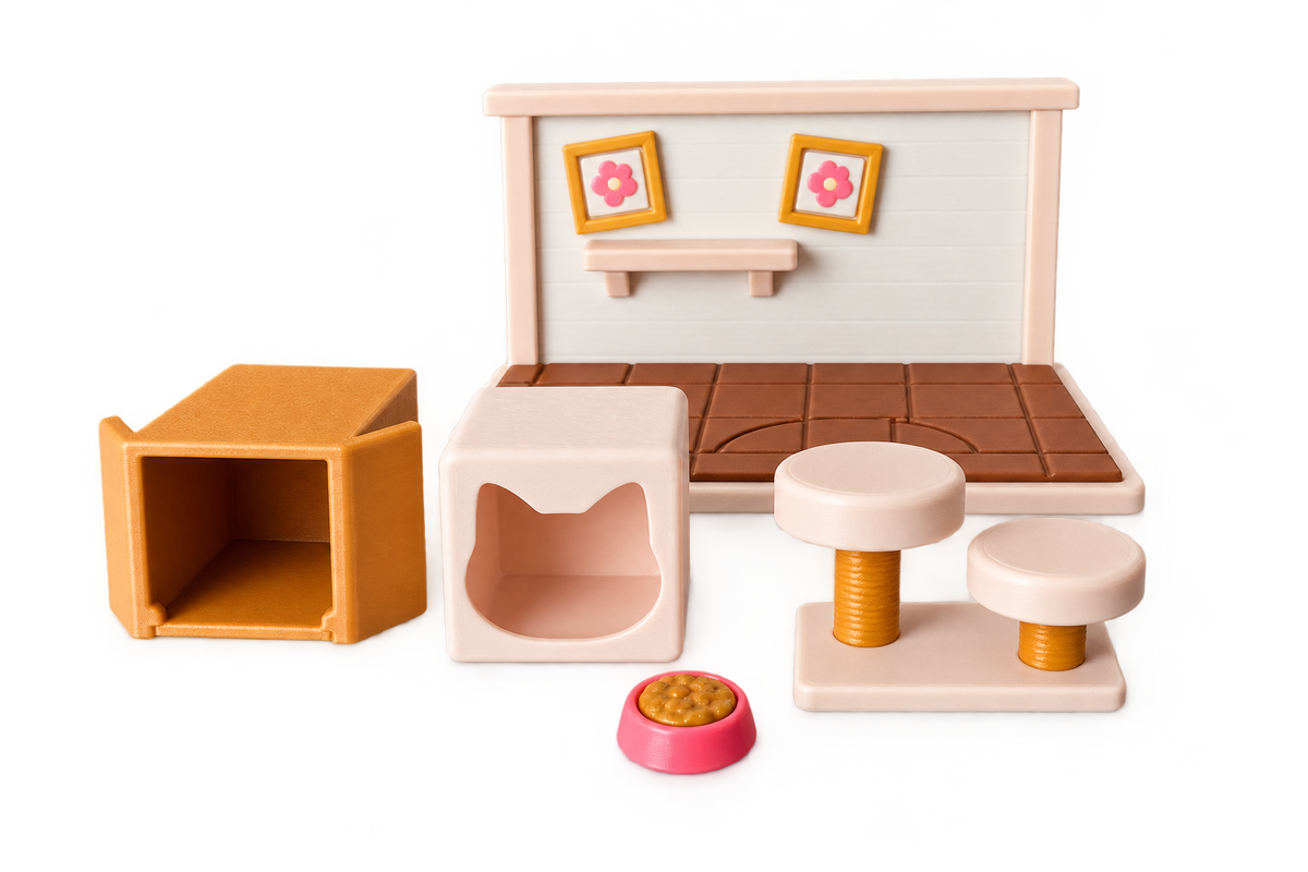 KIBBO Kitty Cozy Corner Playset – 3D Printed Cat Playset