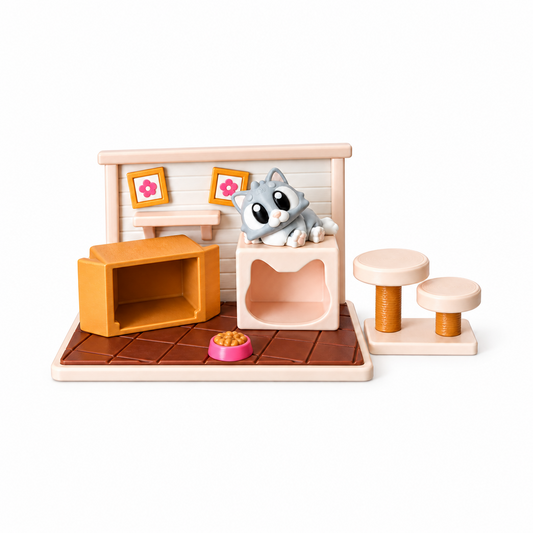 KIBBO Kitty Cozy Corner Playset – 3D Printed Cat Playset